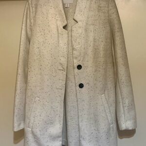 Elegant Long White Speckled Women's Coat size Small Tall from Old Navy NWOT